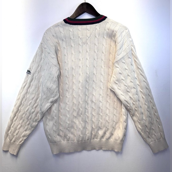 Tommy Hilfiger VTG Varsity cable knit V neck sweater cardigan mens sz XL *FLAW - Picture 10 of 10